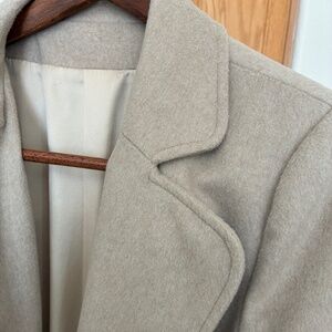 Vintage Beige Wool Blend Long Trench Coat